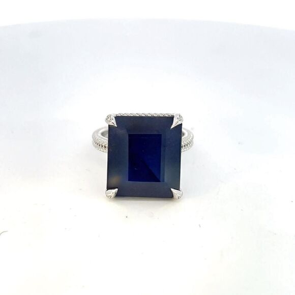 Natural Solitaire Sapphire Ring 6.5 14k W Gold 7 TCW Certified $3,150 310545 - Picture 3 of 15